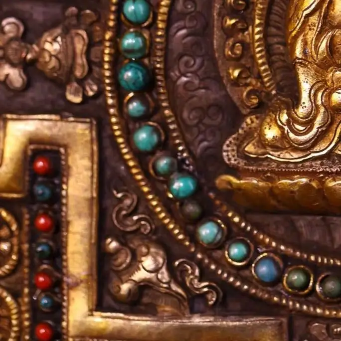 13"Old Tibetan Silver Mosaic Gem gZi Beads Lucky Eight Treasures Pattern Shakyamuni Buddha Thangka hanging panel
13"Old Tibetan Silver Mosaic Gem gZi Beads Lucky Eight Treasures Pattern Shakyamuni Buddha Thangka hanging panel
