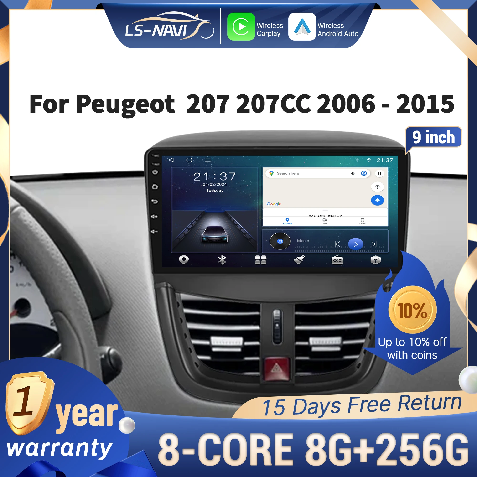 For Peugeot 207 207CC 2006-2015 Car Radio Multimedia Navigation GPS Wireless CarPlay 4G Touch Head Unit Stereo Screen
For Peugeot 207 207CC 2006-2015 Car Radio Multimedia Navigation GPS Wireless CarPlay 4G Touch Head Unit Stereo Screen