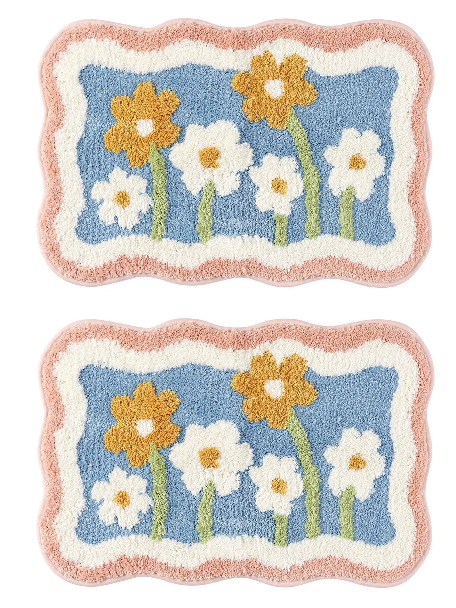 2 pcs non-slip printed bathroom mats plush soft fluffy flower design 16 x 24 inch bath rugs
2 pcs non-slip printed bathroom mats plush soft fluffy flower design 16 x 24 inch bath rugs