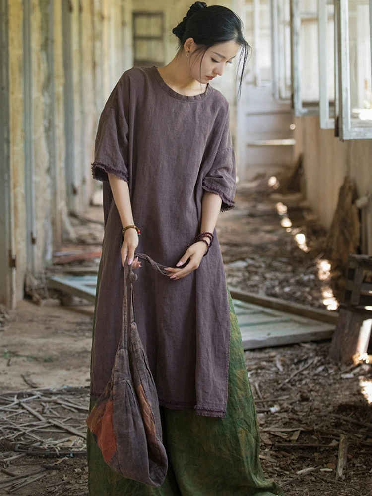 Women Cotton Linen Casual Dress New 2025 Summer Vintage Style O-neck Solid Color Loose Female Half Sleeve Long Dresses T567
Women Cotton Linen Casual Dress New 2025 Summer Vintage Style O-neck Solid Color Loose Female Half Sleeve Long Dresses T567