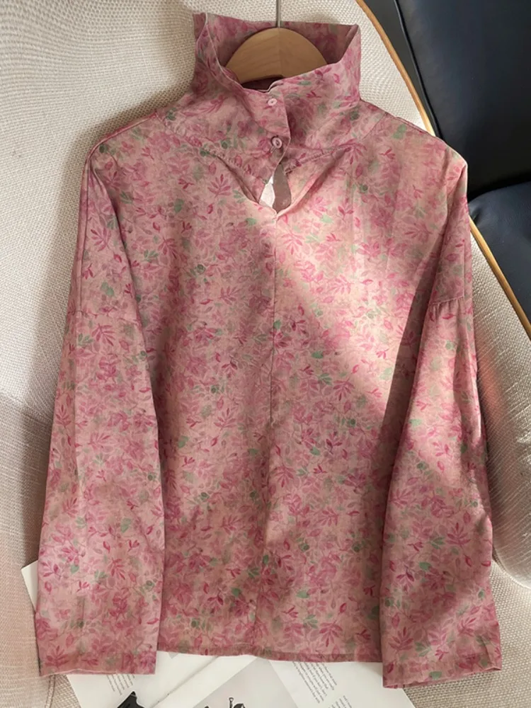 Digital Printing Cotton Linen irt Women's High Collar Long Sve Autumn Faion Artistic Chinese Sle Loose Fit Top
Digital Printing Cotton Linen irt Women's High Collar Long Sve Autumn Faion Artistic Chinese Sle Loose Fit Top