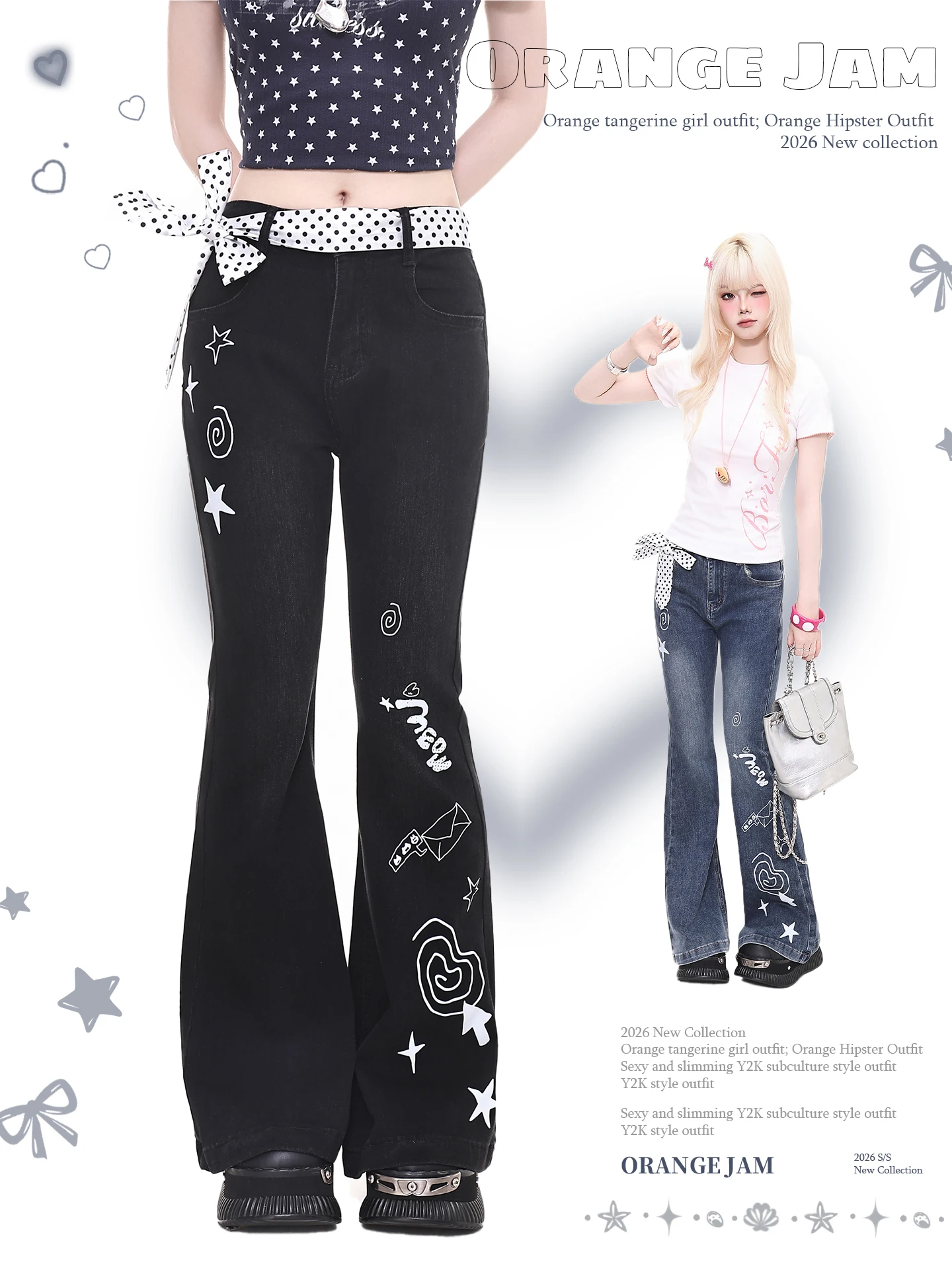 Slim Fit Bell Bottom Denim Jeans Women's Spicy Girl Print Knot Long Pants Summer Casual Washed Natural Waist
Slim Fit Bell Bottom Denim Jeans Women's Spicy Girl Print Knot Long Pants Summer Casual Washed Natural Waist