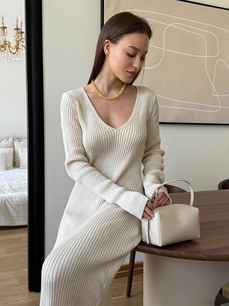 Pure Color Long Sve V-ne трикотажное платье Slim Fit облегающий трикотаж со средней талией повседневный летний модный женский Dr
Pure Color Long Sve V-ne трикотажное платье Slim Fit облегающий трикотаж со средней талией повседневный летний модный женский Dr