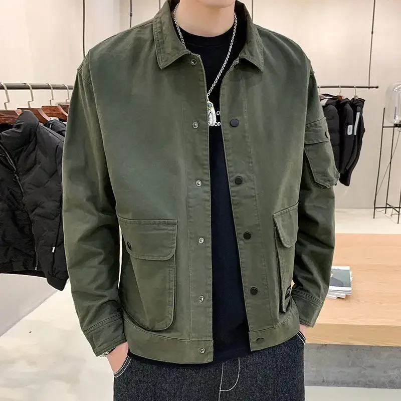 Men's Casual Jacket Spring Autumn Button Lapel Work Coat New Solid Color Multi-pocket Tops Men Fashion High Quality
Men's Casual Jacket Spring Autumn Button Lapel Work Coat New Solid Color Multi-pocket Tops Men Fashion High Quality
