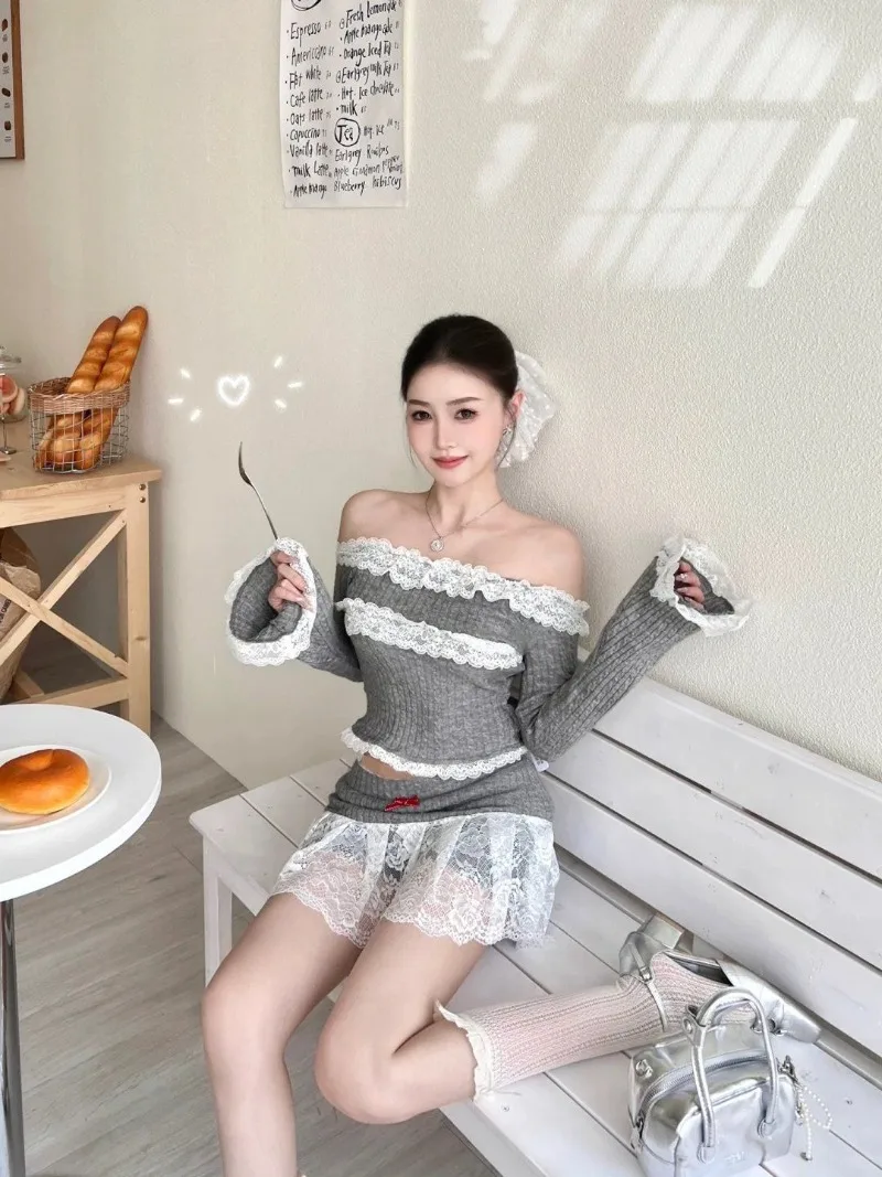 Pure Sexy Suit Women's Spring Off Shoulder Slim Short Lace Top High Waist A-line Skirt Two-piece Set Fashion Female Clothes
Pure Sexy Suit Women's Spring Off Shoulder Slim Short Lace Top High Waist A-line Skirt Two-piece Set Fashion Female Clothes