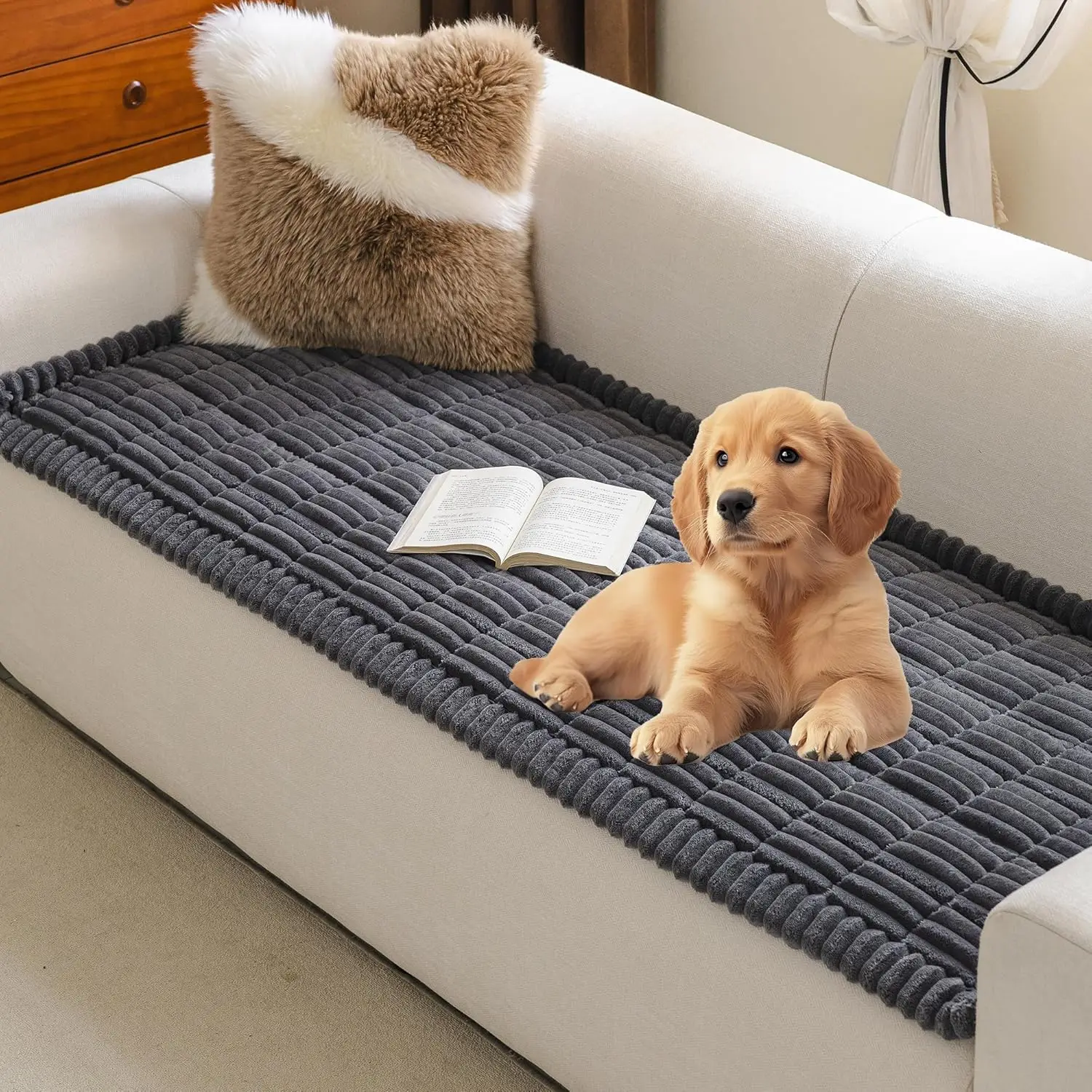 Washable Pet-Friendly Sofa Cover for 3-4 Cushion Couches, Non-Slip Furniture Protector in Dark Grey
Washable Pet-Friendly Sofa Cover for 3-4 Cushion Couches, Non-Slip Furniture Protector in Dark Grey