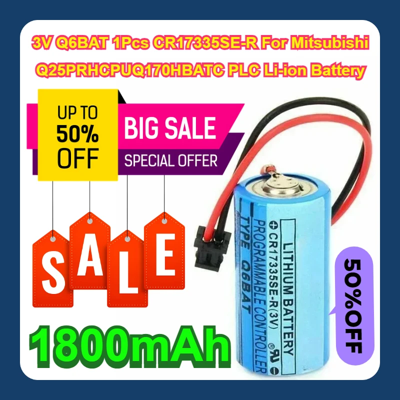 3V Q6BAT 1Pcs CR17335SE-R For Mitsubishi Q25PRHCPU Q170HBATC 1800mAh PLC Li-ion Battery
3V Q6BAT 1Pcs CR17335SE-R For Mitsubishi Q25PRHCPU Q170HBATC 1800mAh PLC Li-ion Battery