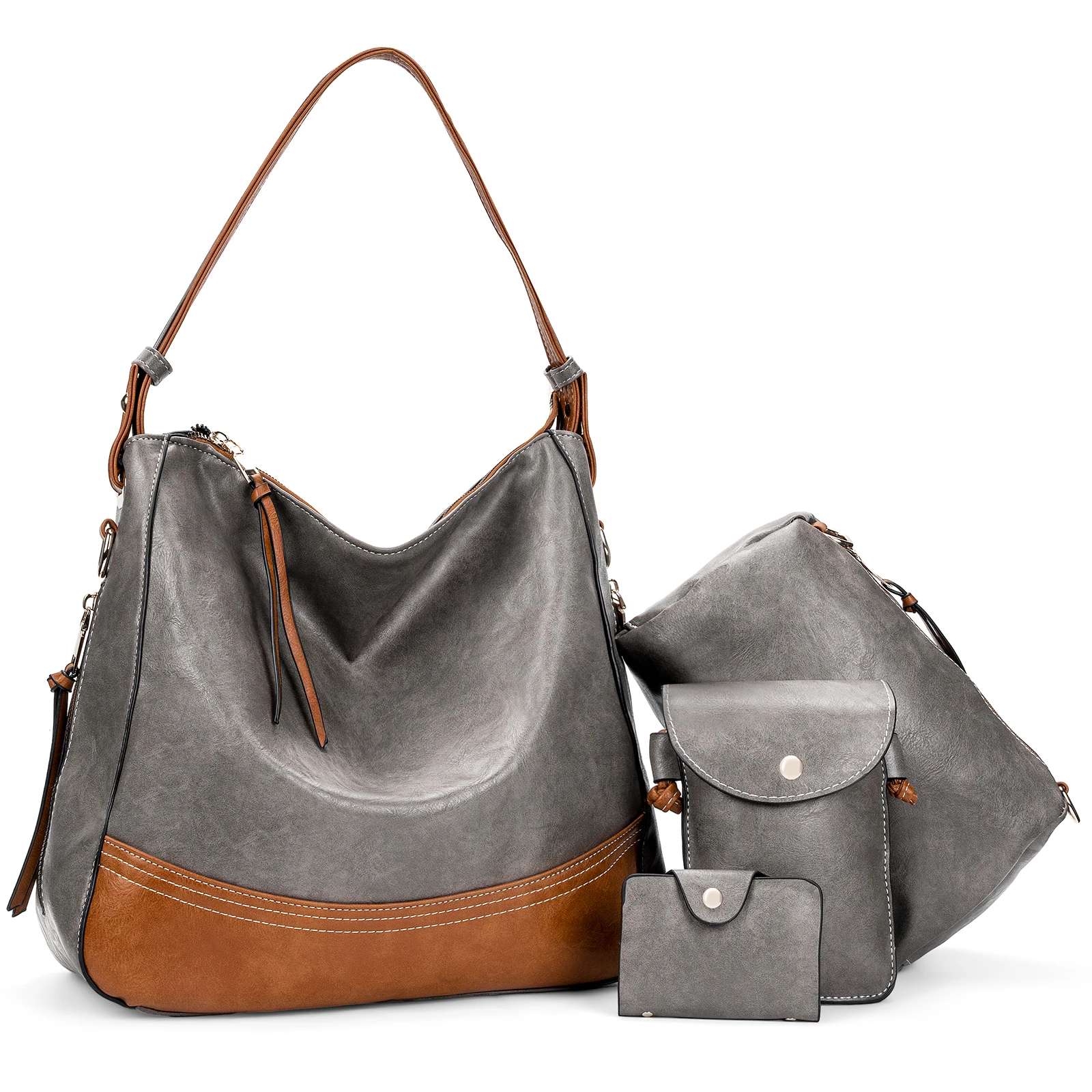 MOLSHINE 4pcs Fashion Faux Leather Handbags Set, Totes Bag, Shoulder Bag, Crossbody Bag, Card Purse for Women Lady Model
MOLSHINE 4pcs Fashion Faux Leather Handbags Set, Totes Bag, Shoulder Bag, Crossbody Bag, Card Purse for Women Lady Model