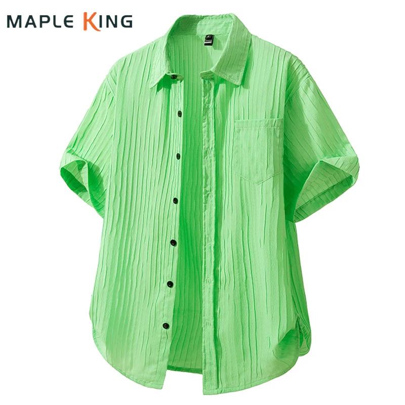 Striped Folds Designer Cuban Shirt for Men Summer Clothing Fashion Solid Color Short Sleeve Hawaiian Camisa Hombre Men Shirts
Striped Folds Designer Cuban Shirt for Men Summer Clothing Fashion Solid Color Short Sleeve Hawaiian Camisa Hombre Men Shirts