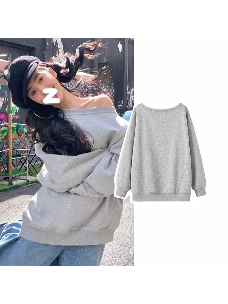 Loose Grey Asymmetrical Shoulder Hoodie Women's Comfortable Long Sleeve Thermal Quick Dry Fashionable Streetwear Top
Loose Grey Asymmetrical Shoulder Hoodie Women's Comfortable Long Sleeve Thermal Quick Dry Fashionable Streetwear Top