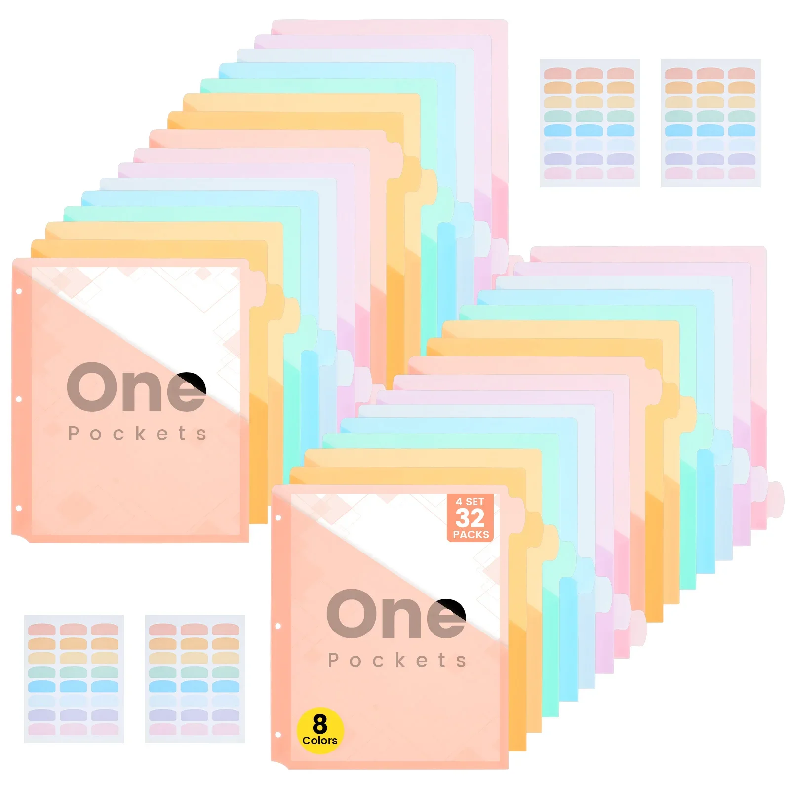 32Pcs A4 Binder Divider 3 Ring Plastic Index Page Tab with 96 Color Label File Organizer Loose-leaf Notebook Divider
32Pcs A4 Binder Divider 3 Ring Plastic Index Page Tab with 96 Color Label File Organizer Loose-leaf Notebook Divider