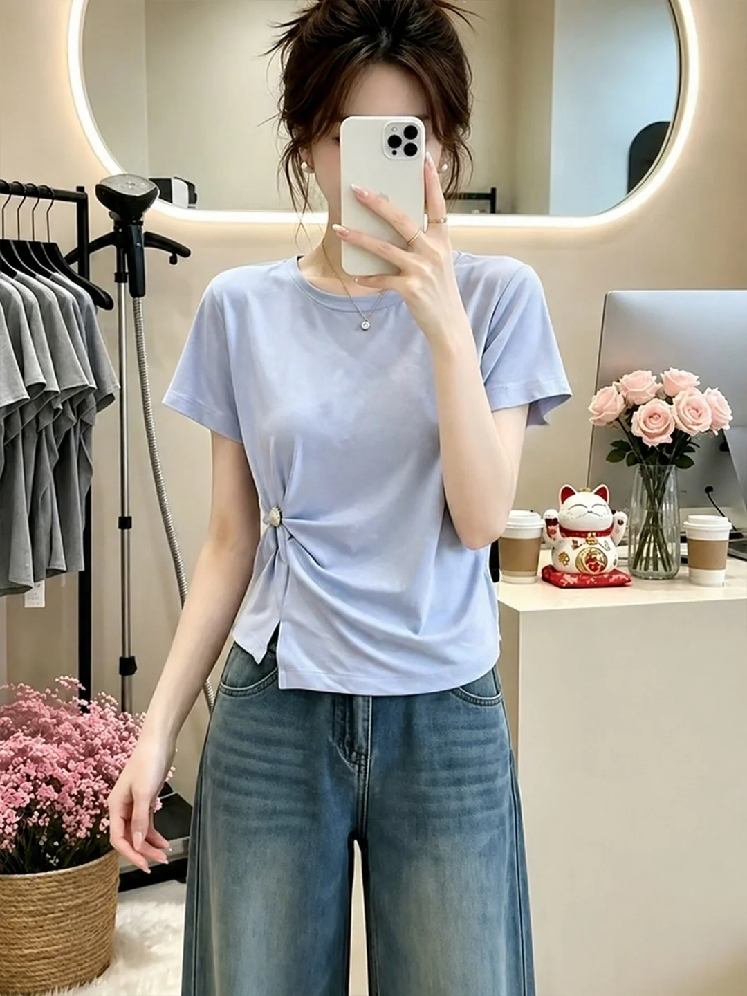 Summer 2026 Women's Crew Neck Short Sleeve T-Shirt Casual Commute Style Straight Cut Design Sensation Korean Fashion Top
Summer 2026 Women's Crew Neck Short Sleeve T-Shirt Casual Commute Style Straight Cut Design Sensation Korean Fashion Top