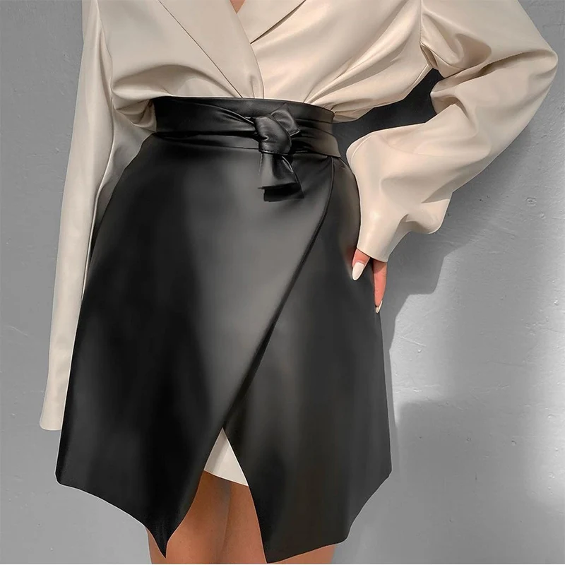 Women's Casual Black Women Asymmetric Leather Skirt Belt Sexy Slim Mini Skirt Female High Street Skirt Ladies Spring and Summer
Women's Casual Black Women Asymmetric Leather Skirt Belt Sexy Slim Mini Skirt Female High Street Skirt Ladies Spring and Summer