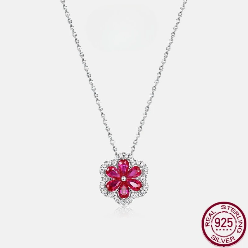 New S925 sterling silver fashionable petal red gemstone necklace, colorful gemstone necklace, versatile wedding jewelry
New S925 sterling silver fashionable petal red gemstone necklace, colorful gemstone necklace, versatile wedding jewelry