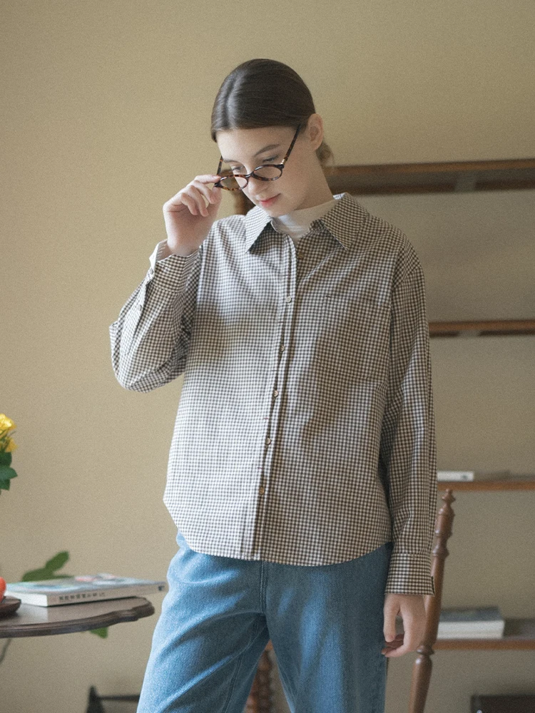 MARCHNOON Color Woven Plaid Long Sleeve Shirt Cotton Wool Blend Inner Wear Vintage French Style Loose Fit Button up Top
MARCHNOON Color Woven Plaid Long Sleeve Shirt Cotton Wool Blend Inner Wear Vintage French Style Loose Fit Button up Top