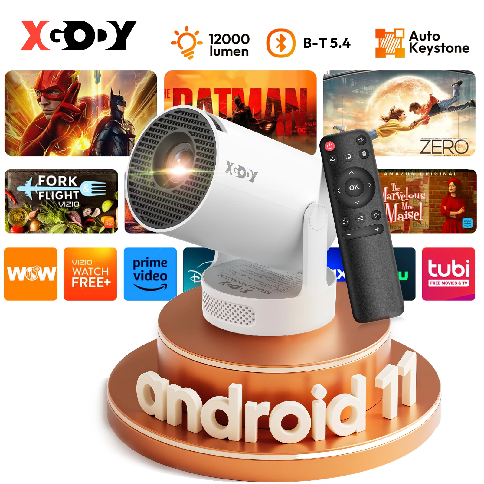 XGODY Gimbal 3S 12000LM 4K Projector Dual 1080P Allwinner H713 1280*720 WiFi Bluetooth 5.4 Android Home Theater Mini Portable
XGODY Gimbal 3S 12000LM 4K Projector Dual 1080P Allwinner H713 1280*720 WiFi Bluetooth 5.4 Android Home Theater Mini Portable