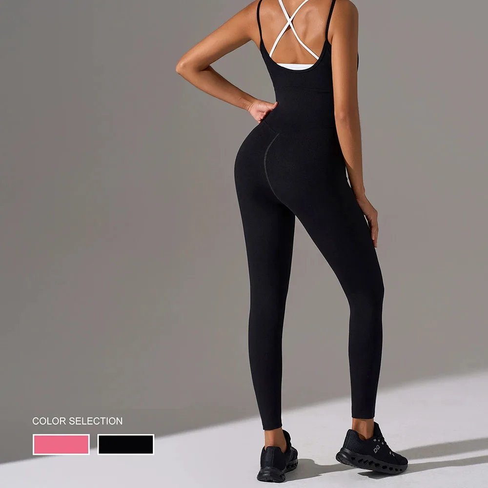 Two-Piece Yoga Jumpsuit with Built-in Bra & Cross Back Strappy Bodysuit - Slim-Fit Ankle-Length Pants for Women
Two-Piece Yoga Jumpsuit with Built-in Bra & Cross Back Strappy Bodysuit - Slim-Fit Ankle-Length Pants for Women