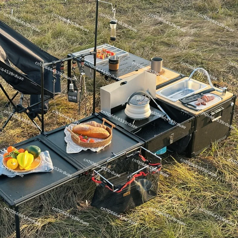 Outdoor mobile kitchen Car multi-functional kitchen box Camping picnic grill BBQ folding table Portable
Outdoor mobile kitchen Car multi-functional kitchen box Camping picnic grill BBQ folding table Portable