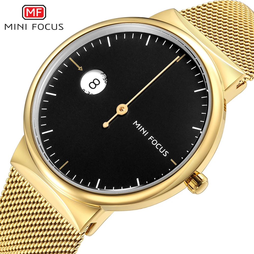 MINI FOCUS MF0182G Simple Luxury Men Quartz Watch Gold Mesh Stainless Steel Band Waterproof Wrist Watches
MINI FOCUS MF0182G Simple Luxury Men Quartz Watch Gold Mesh Stainless Steel Band Waterproof Wrist Watches