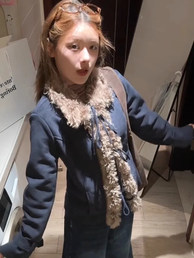 Spicy Girl ort Coat Autumn Winter Sle Slim Fit Fur Collar Jaet High Quali Polyester Fiber Ladies Faion Outerwear
Spicy Girl ort Coat Autumn Winter Sle Slim Fit Fur Collar Jaet High Quali Polyester Fiber Ladies Faion Outerwear