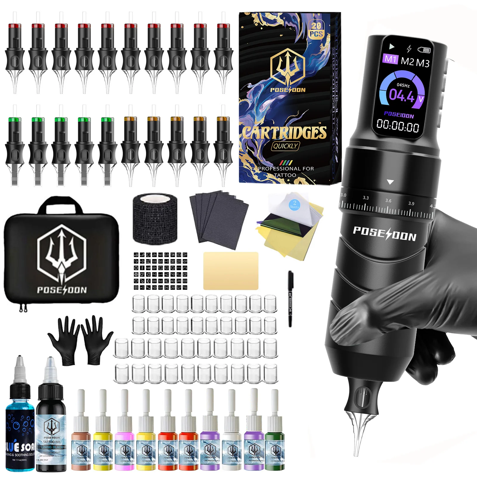 POSEIDON Tattoo Kit V5 High Quality Tattoo Pen Kit For Permanent Makeup Tattoo Machine Kit Wireless Power Supply Tattoo Gun Kit
POSEIDON Tattoo Kit V5 High Quality Tattoo Pen Kit For Permanent Makeup Tattoo Machine Kit Wireless Power Supply Tattoo Gun Kit