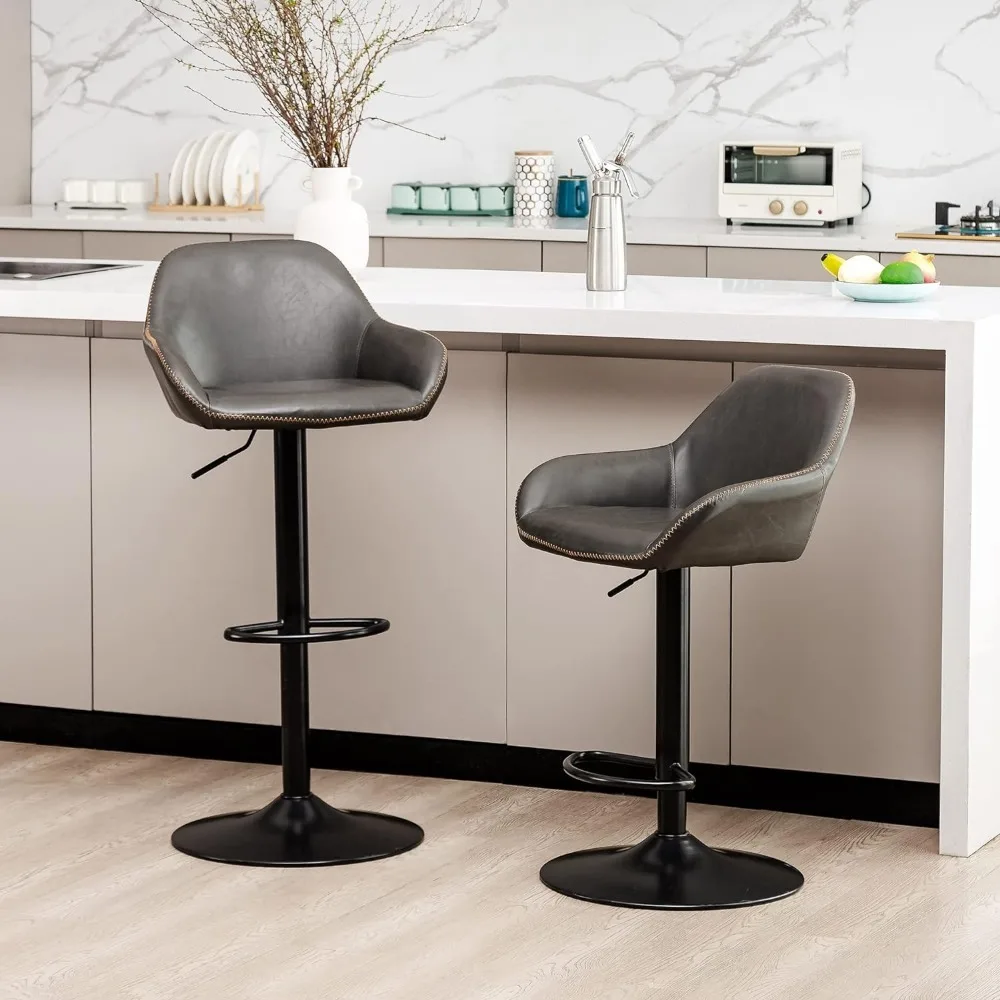 Bar Stools Set of 2, Vintage Swivel Leather Adjustable Bars Chairs with Backrest and Footrest, Bar Chair
Bar Stools Set of 2, Vintage Swivel Leather Adjustable Bars Chairs with Backrest and Footrest, Bar Chair