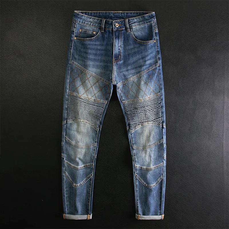 Men's Motorcycle Jeans Fashion Slim Fit Stretch High Street Cool Personality Patchwork Trendy Spring Autumn Long Pants
Men's Motorcycle Jeans Fashion Slim Fit Stretch High Street Cool Personality Patchwork Trendy Spring Autumn Long Pants
