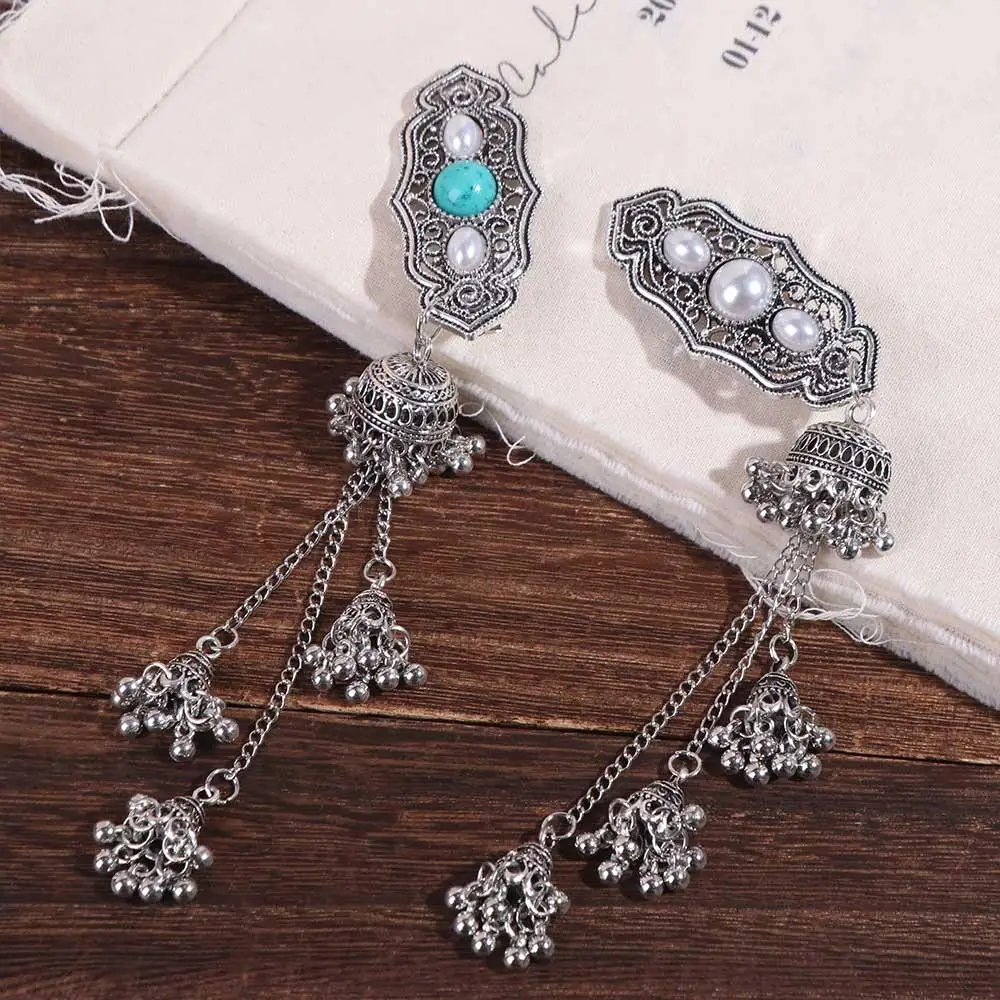 Vintage Turquoise Tassel Bell Hair Clip Crystal Pearl Ethnic Style Hairpin Side Clip Retro Chinese Style Hair Accessories Party
Vintage Turquoise Tassel Bell Hair Clip Crystal Pearl Ethnic Style Hairpin Side Clip Retro Chinese Style Hair Accessories Party