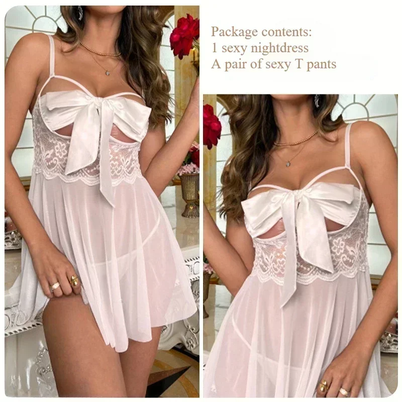 Ночная рубашка, трусики, домашняя одежда, комплект из 2 предметов, сексуальная пижама, кружевная ажурная атласная сетка с бантом, женская майка, товары для взрослых, костюм
Ночная рубашка, трусики, домашняя одежда, комплект из 2 предметов, сексуальная пижама, кружевная ажурная атласная сетка с бантом, женская майка, товары для взрослых, костюм