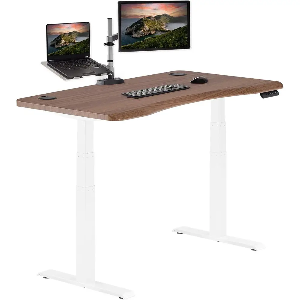 54x26 Inch Electric Height-Adjustable Desk with Curved Edge, 4 Memory Settings, Cable Management, 200 lb Capacity, Walnut Finish
54x26 Inch Electric Height-Adjustable Desk with Curved Edge, 4 Memory Settings, Cable Management, 200 lb Capacity, Walnut Finish