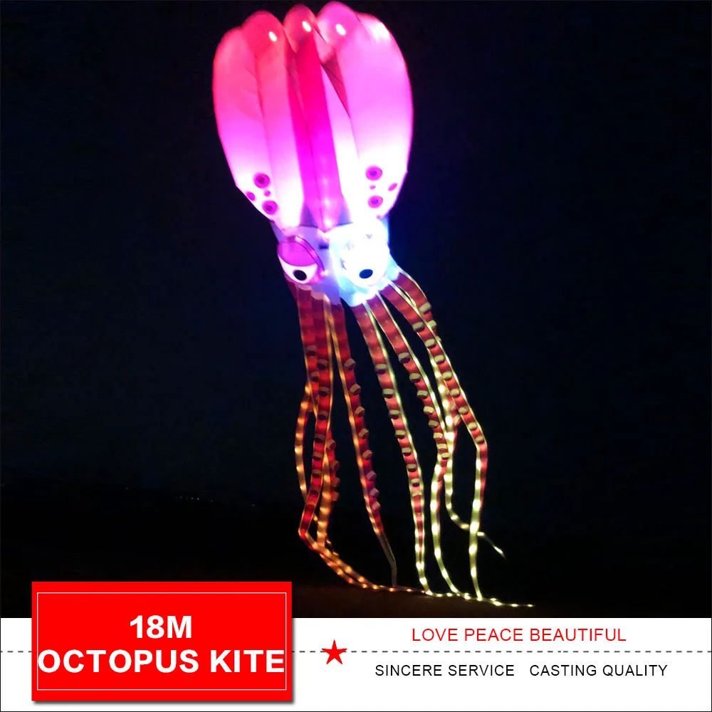 HFLY Новое поступление, мягкий надувной гигантский 18-метровый светодиодный змей в виде осьминога для взрослых, высокое качество, нейлон Ripstop, ночной воздушный змей, линия для стирки
HFLY Новое поступление, мягкий надувной гигантский 18-метровый светодиодный змей в виде осьминога для взрослых, высокое качество, нейлон Ripstop, ночной воздушный змей, линия для стирки