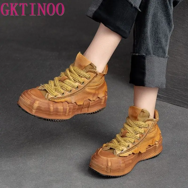 GKTINOO 2024 Autumn Winter New Retro Lace-up Flat Platform Shoes Genuine Leather Thick Soled Round Toe Casual Women's Shoes
GKTINOO 2024 Autumn Winter New Retro Lace-up Flat Platform Shoes Genuine Leather Thick Soled Round Toe Casual Women's Shoes