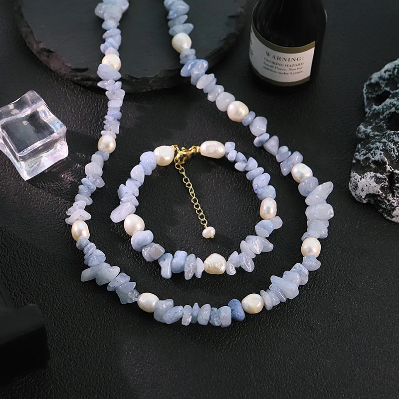 Natural Freshwater Pearl Blue Natural Stone Jewelry Set for Women Daily Wear Dating Necklace Bracelet Set Bohemian Jewelry
Natural Freshwater Pearl Blue Natural Stone Jewelry Set for Women Daily Wear Dating Necklace Bracelet Set Bohemian Jewelry
