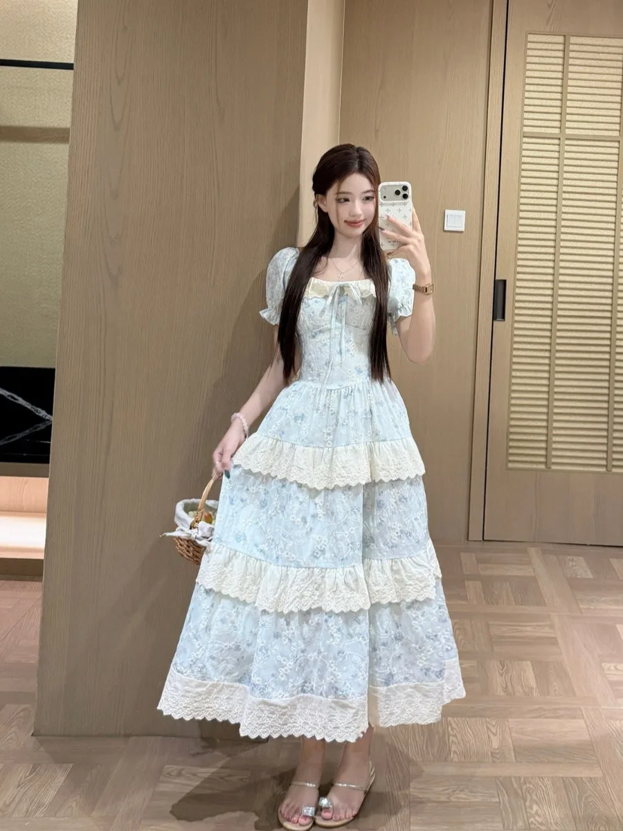 Sweet Style plus Size Women's Dress with Bubble Sleeves A-Line Skirt High Waist Floral Lace Long Cake Dress Summer New Arrival
Sweet Style plus Size Women's Dress with Bubble Sleeves A-Line Skirt High Waist Floral Lace Long Cake Dress Summer New Arrival