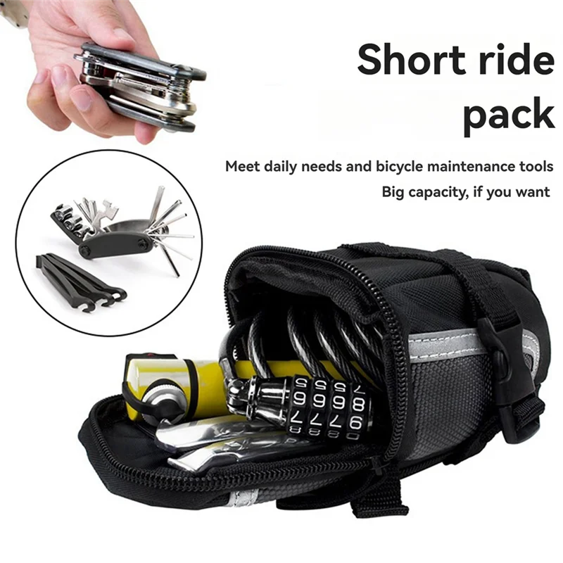 Bike Saddle Bag - Reflective, Waterproof Strap-On Seat Bag For Cycling Essentials, Bike Seat Storage-AT20
Bike Saddle Bag - Reflective, Waterproof Strap-On Seat Bag For Cycling Essentials, Bike Seat Storage-AT20