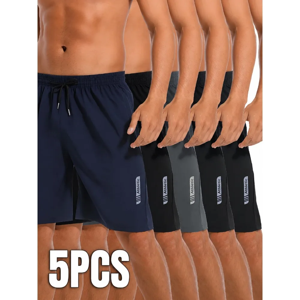 5PCS Men's Casual Shorts Quick Dry Athletic Shorts Lightweight Breathable Running Gym Workout Casual Shorts With Zipper Pockets Elastic Drawstring Waist Basketball Sports Shorts For Men Pantalones Cortos Deportivos De Ocio Para Hombre
5PCS Men's Casual Shorts Quick Dry Athletic Shorts Lightweight Breathable Running Gym Workout Casual Shorts With Zipper Pockets Elastic Drawstring Waist Basketball Sports Shorts For Men Pantalones Cortos Deportivos De Ocio Para Hombre