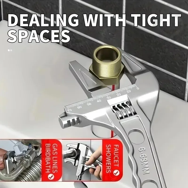 16-68 мм для ванной комнаты, экономит расстояние, прямая ручка, черный многофункциональный гаечный ключ с короткой ручкой и большим регулируемым отверстием
16-68 мм для ванной комнаты, экономит расстояние, прямая ручка, черный многофункциональный гаечный ключ с короткой ручкой и большим регулируемым отверстием