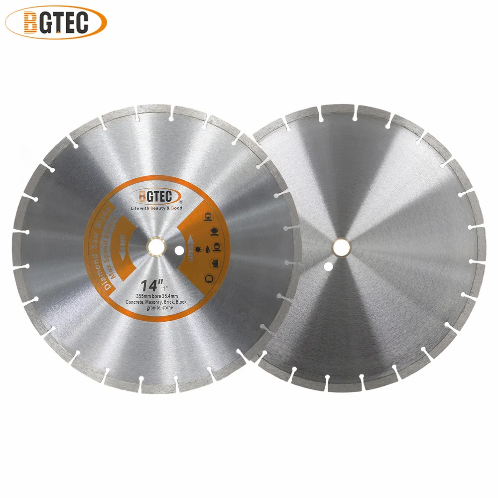 BGTEC 14inch Segmented Diamond Saw Blade 355mm Porcelain Granite Marble Concrete Stone Tile Dry Cutting Disc
BGTEC 14inch Segmented Diamond Saw Blade 355mm Porcelain Granite Marble Concrete Stone Tile Dry Cutting Disc
