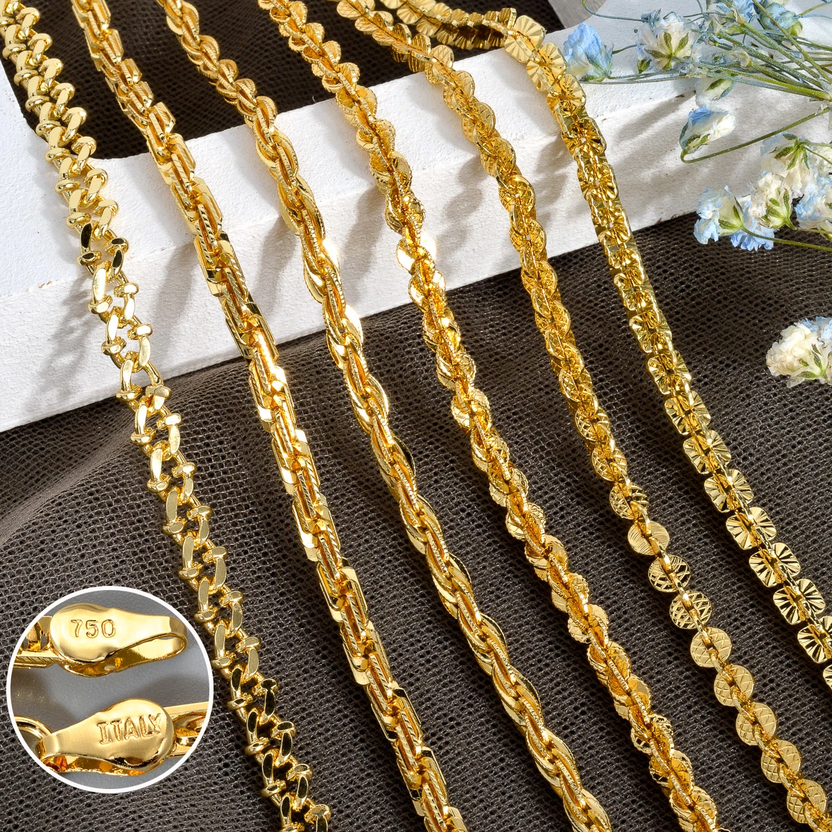 Fashion luxury Italy 750 18k gold plated Copper Link Chain Necklace For Women Jewelry Man Neck Accessories Charms Party Gift
Fashion luxury Italy 750 18k gold plated Copper Link Chain Necklace For Women Jewelry Man Neck Accessories Charms Party Gift