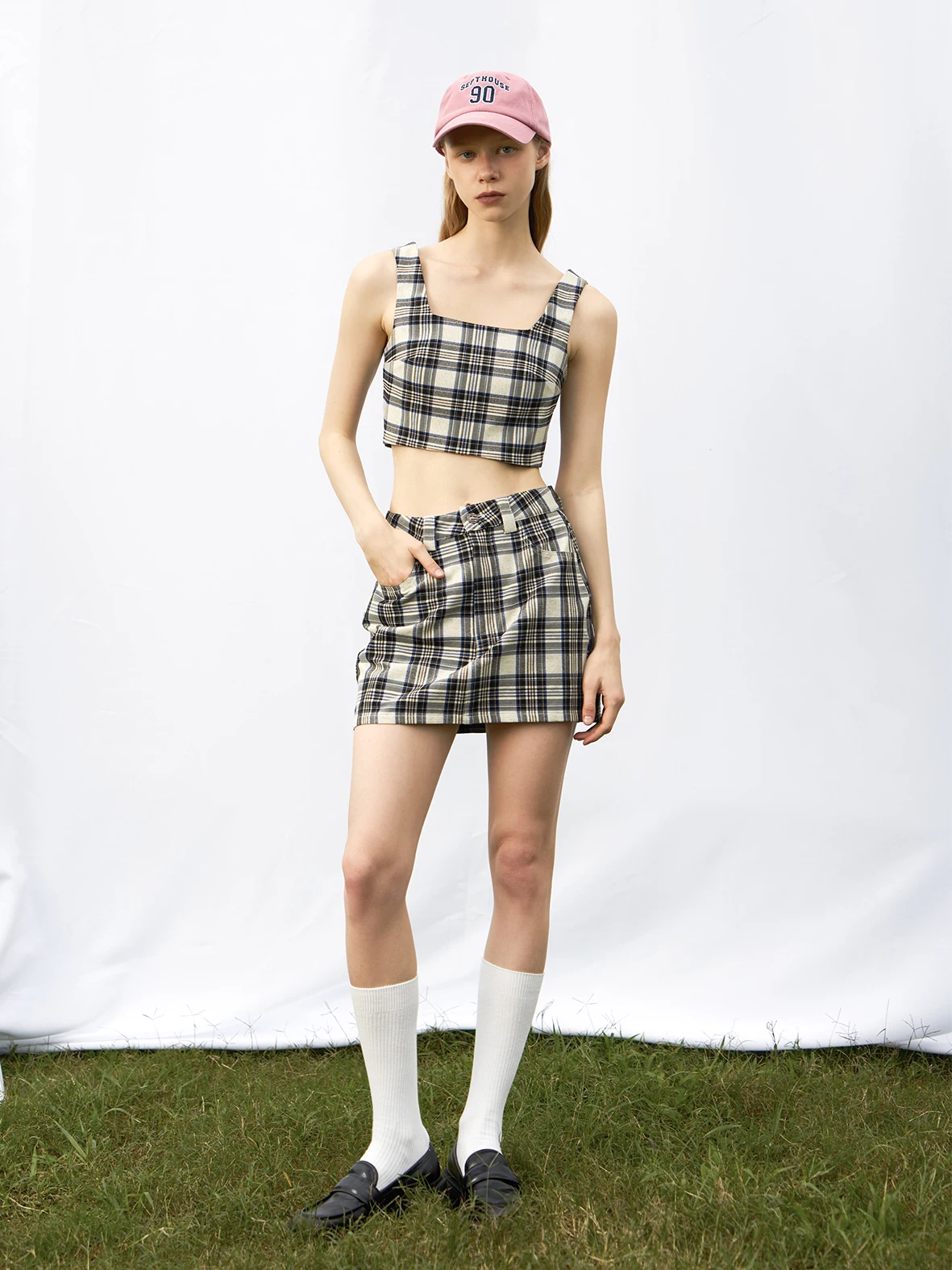 Septhouse Retro College Plaid U-Ne ort Vest Casual One-Piece ort Skirt Set A-Line High Waist Cotton Blend Skirt
Septhouse Retro College Plaid U-Ne ort Vest Casual One-Piece ort Skirt Set A-Line High Waist Cotton Blend Skirt