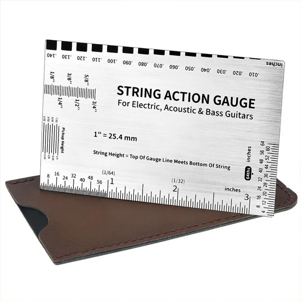 Etched Edition String Action Gauge Maintenance Set Up Guitar String Height Ruler Professional Thick Leather Case
Etched Edition String Action Gauge Maintenance Set Up Guitar String Height Ruler Professional Thick Leather Case