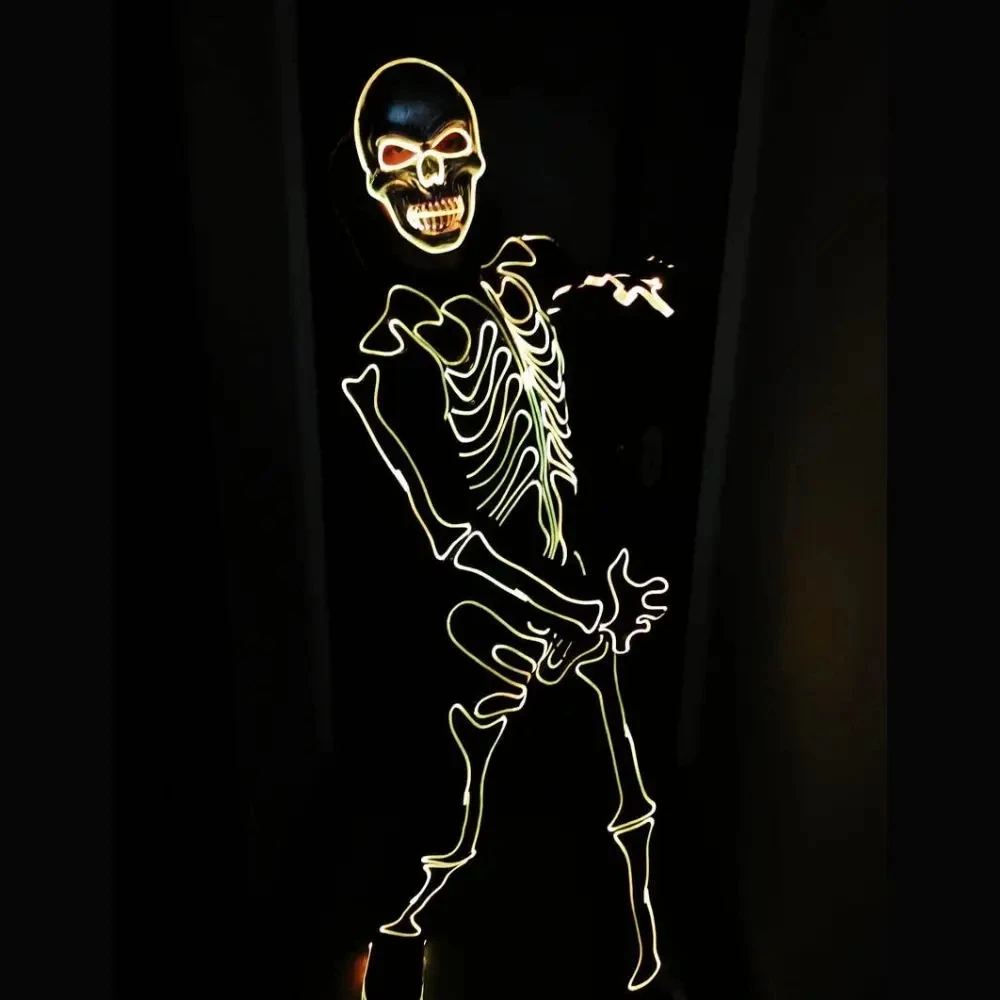Halloween Mask LED Skeleton Costume Adult Novelty Suit Disco Party Dj Nightclub Dancer Performer man Costume
Halloween Mask LED Skeleton Costume Adult Novelty Suit Disco Party Dj Nightclub Dancer Performer man Costume