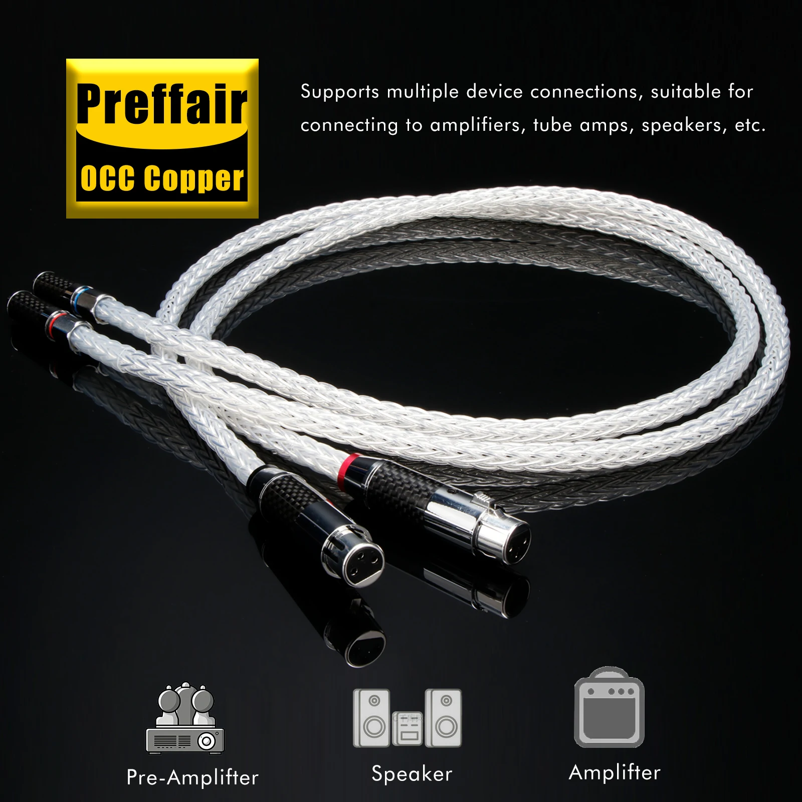 Hi-End 8AG xlr to rca Silver Plated OCC 16 Strands Audio Cable With Carbon Fiber 3pins female xlr connector to rca plug
Hi-End 8AG xlr to rca Silver Plated OCC 16 Strands Audio Cable With Carbon Fiber 3pins female xlr connector to rca plug