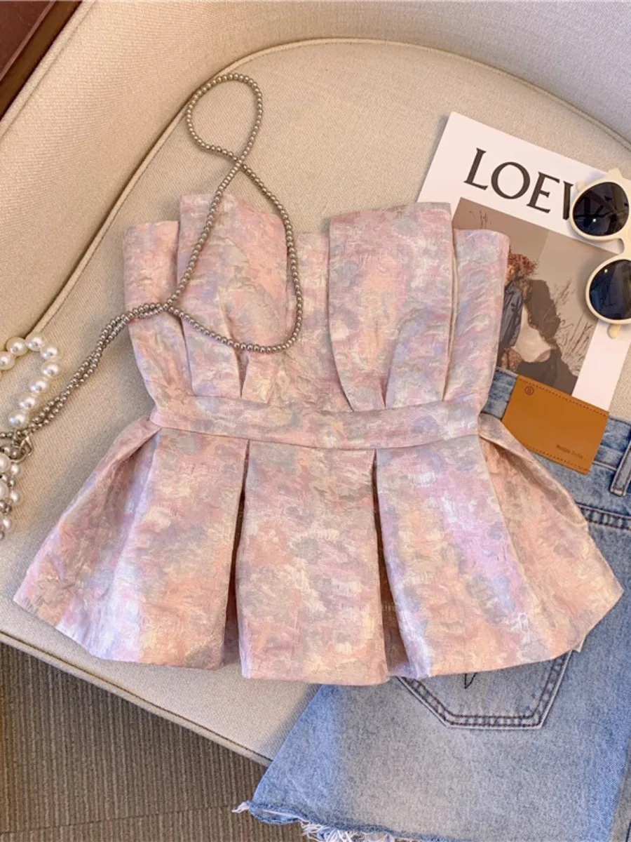 Foamlina, французский дизайн, плиссированная картина маслом, принт-бандо, женский топ, лето 202, новый уникальный жилет с завязкой на талии для горячих девушек, майки
Foamlina, французский дизайн, плиссированная картина маслом, принт-бандо, женский топ, лето 202, новый уникальный жилет с завязкой на талии для горячих девушек, майки