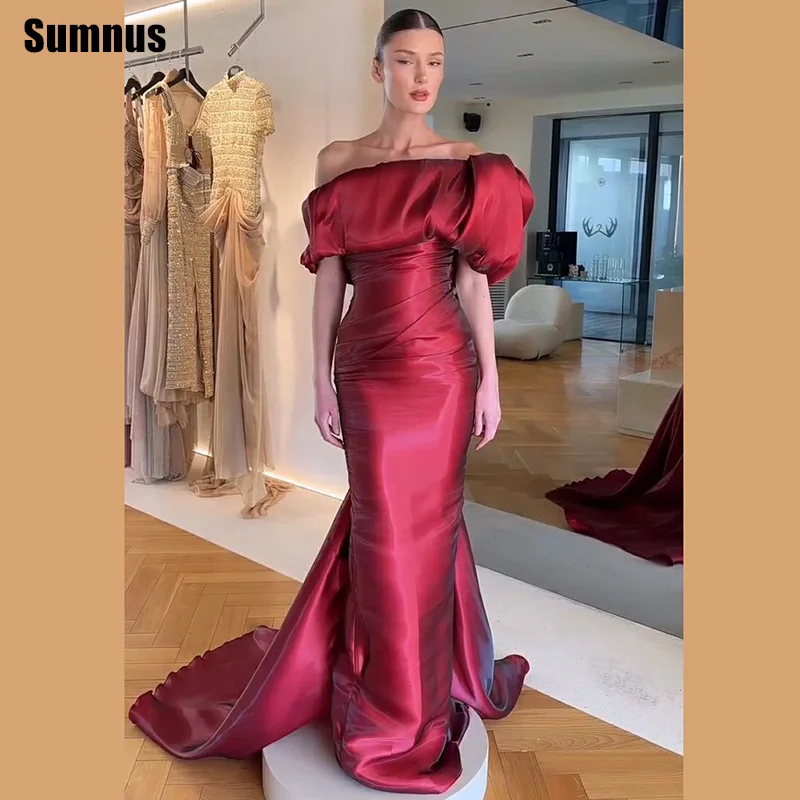 Sumnus Elegant Mermaid Evening Dresses Burgundy Maxi Off Shoulder Formal Gala Dresses With Train فساتين سهرة 2026 Customized
Sumnus Elegant Mermaid Evening Dresses Burgundy Maxi Off Shoulder Formal Gala Dresses With Train فساتين سهرة 2026 Customized