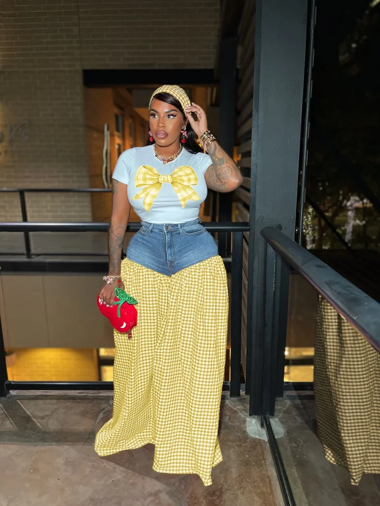 Sister Star Wholesale Women Printed Slim T-Shirt Splicing Plaid High Waisted Loose Casual Wide Leg Pants Commuter Two Piece Set
Sister Star Wholesale Women Printed Slim T-Shirt Splicing Plaid High Waisted Loose Casual Wide Leg Pants Commuter Two Piece Set