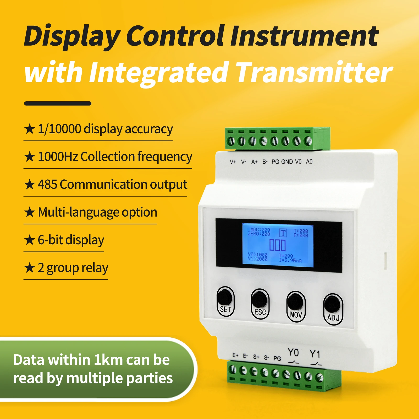 Load cell amplifier, weight sensor outputs RS-485, 4-20mA, 0-5V, 0-10V, English interface, easy to operate.
Load cell amplifier, weight sensor outputs RS-485, 4-20mA, 0-5V, 0-10V, English interface, easy to operate.