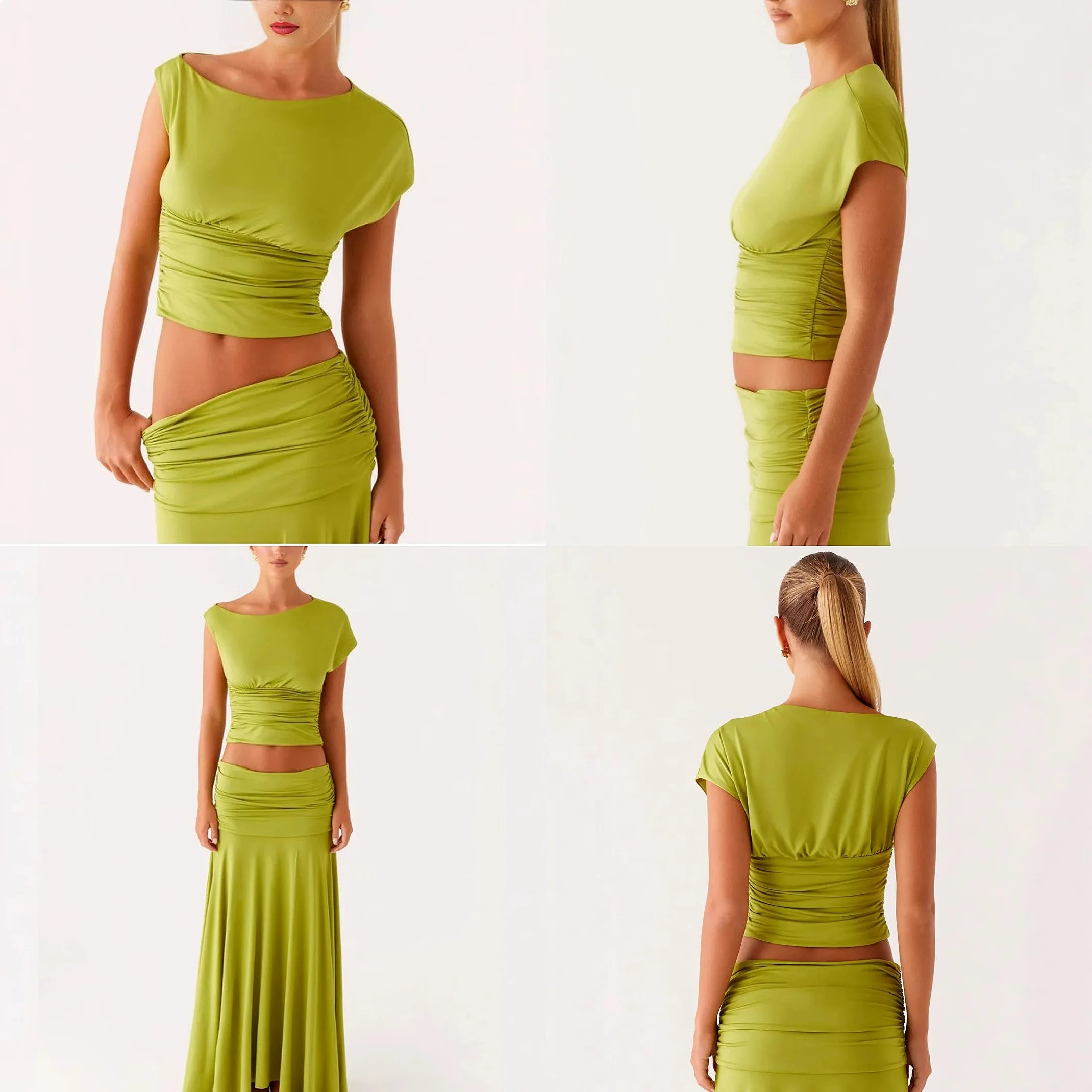 Cross Body Evening Dress Two Piece Set Short Crop Top Ruched Bodycon Skirt Suit Matching Sets
Cross Body Evening Dress Two Piece Set Short Crop Top Ruched Bodycon Skirt Suit Matching Sets