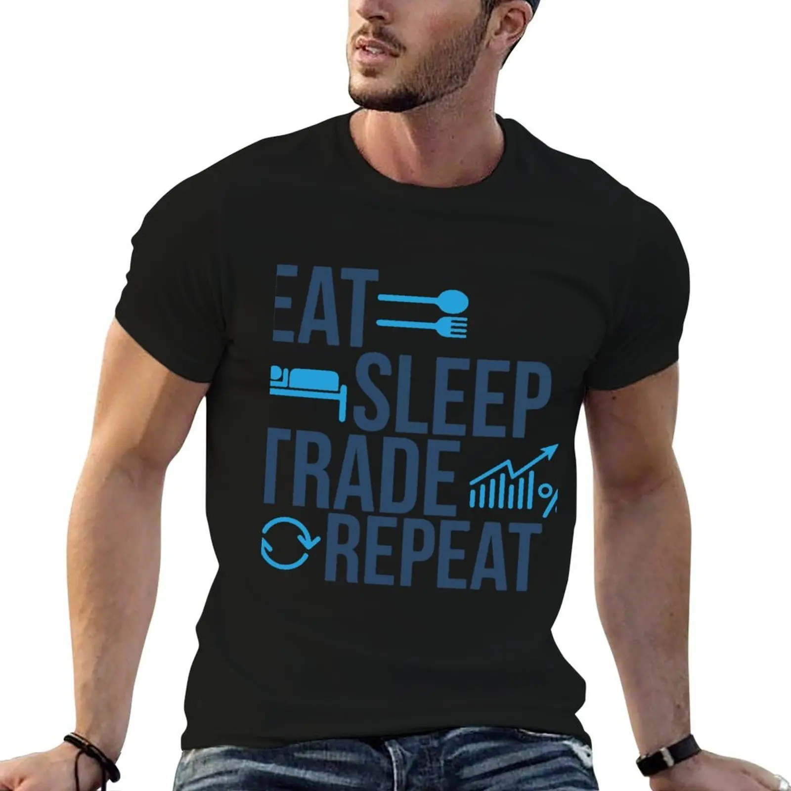 Eat Sleep Trade Repeat trading shares stock exchange T-Shirt cotton t shirts high quality T-Shirt
Eat Sleep Trade Repeat trading shares stock exchange T-Shirt cotton t shirts high quality T-Shirt