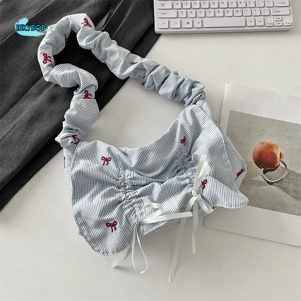 Elegant Sweet Pleated Shoulder Bag Nylon Bowknot Bow Tote Bag Stripe Pastoral Style Fresh Lace Handbag Students
Elegant Sweet Pleated Shoulder Bag Nylon Bowknot Bow Tote Bag Stripe Pastoral Style Fresh Lace Handbag Students